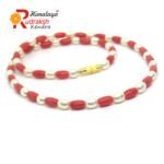 Pearl Coral Necklace Oval Beads