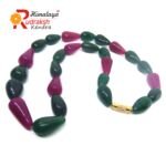 Green and Pink Jade Cone Shape Necklace