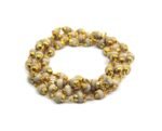 White Tulsi Mala In Brass Golden Self Design Caps