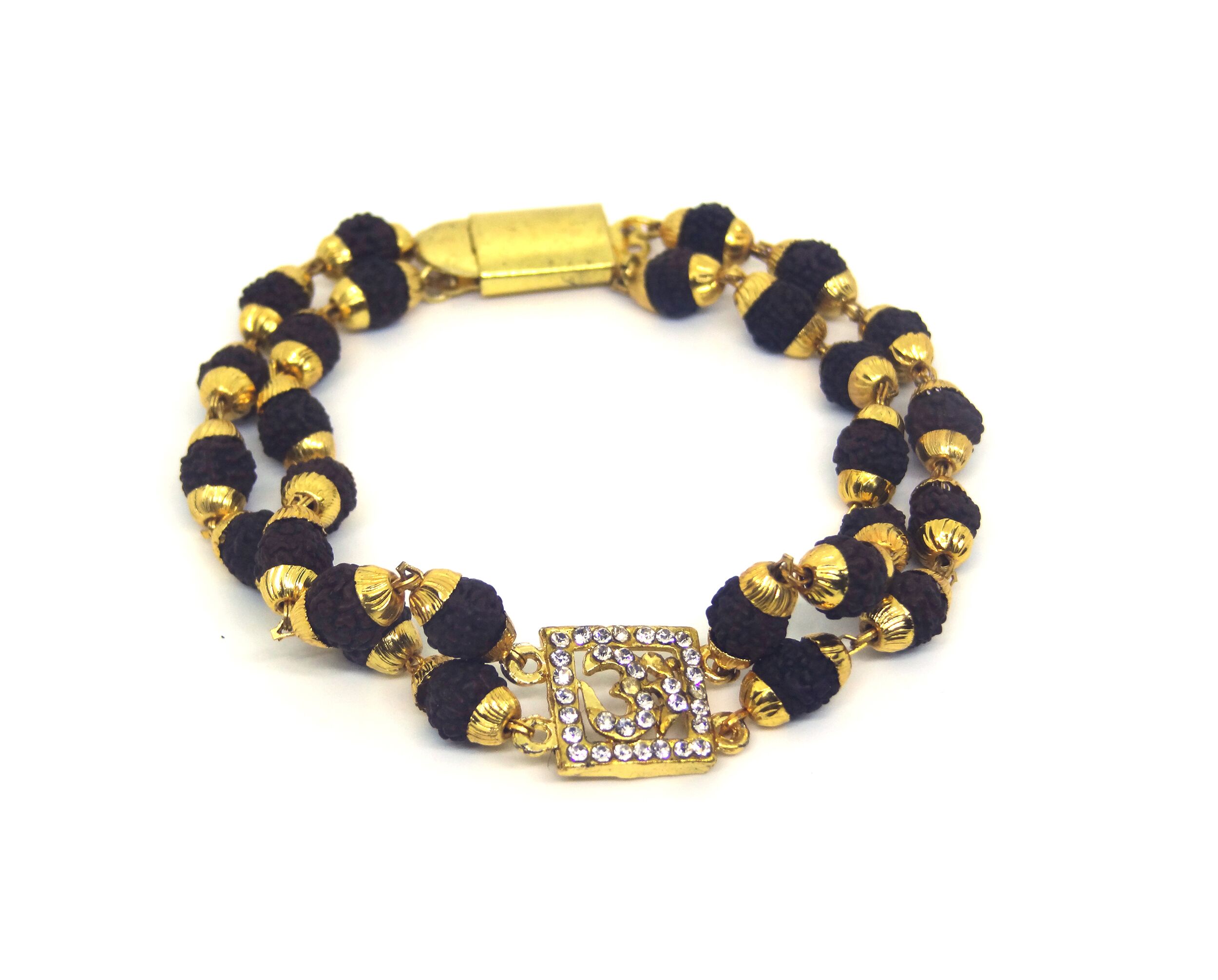 Har Har Mahadev Trishul rudraksha 22k Gold Plated Chain BraceletA Div