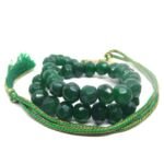 Green Jade Tumble shape Adjustable Necklace ( 12 MM )