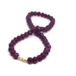 Maroon Jade Tumble shape Necklace ( 12 MM )