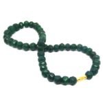 Green Jade Tumble shape Necklace ( 12 MM )