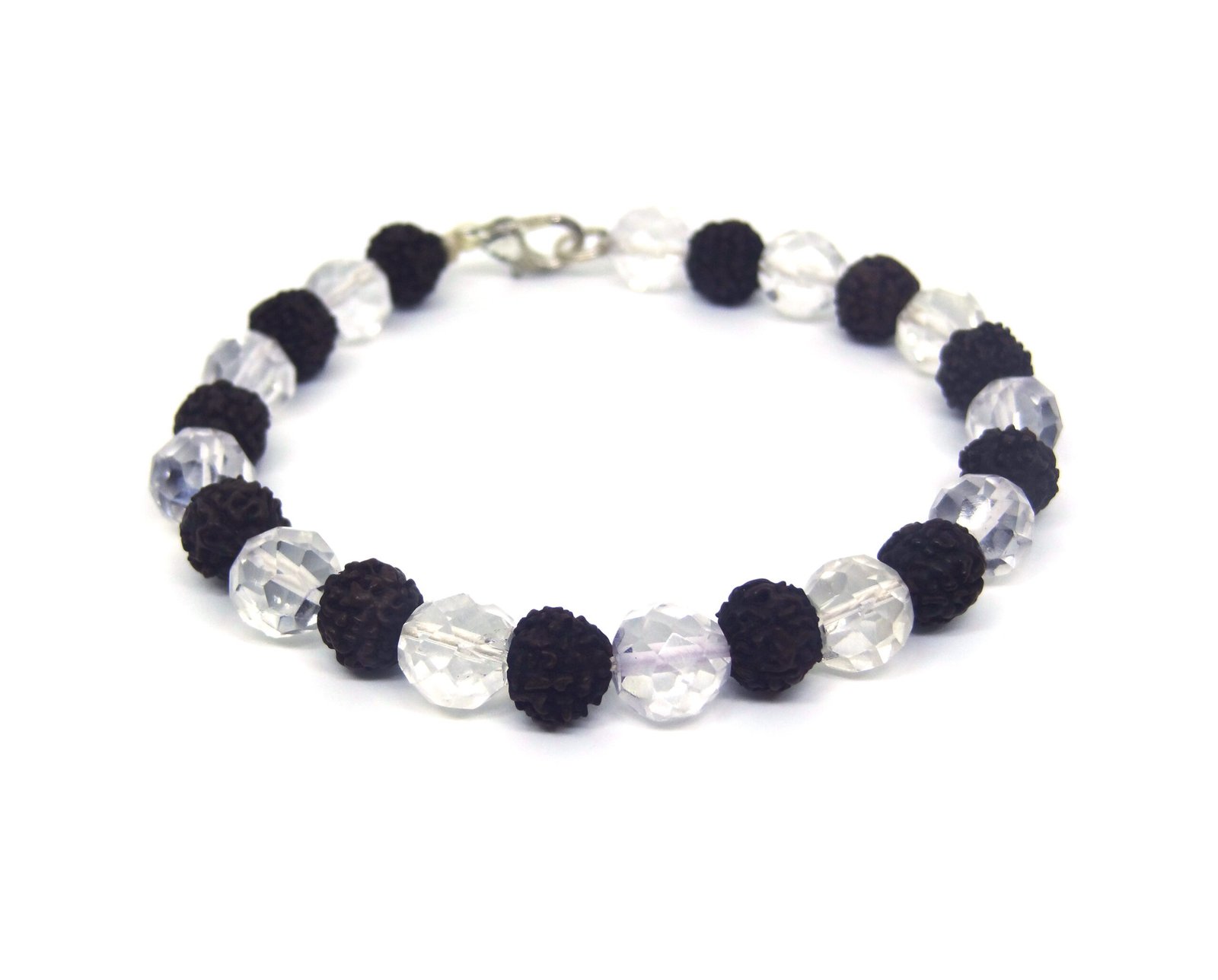 DSC07738.jpg copy Rudraksha and Diamond Cut Sphatik ( Quartz ) Bracelet 8 MM