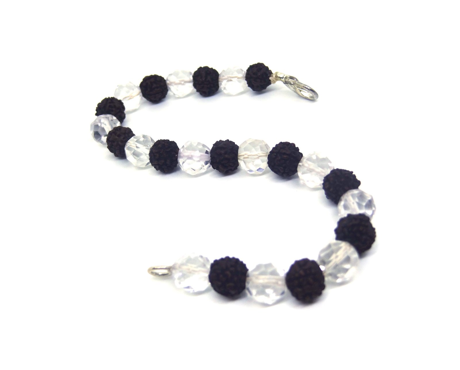 DSC07741.jpg copy Rudraksha and Diamond Cut Sphatik ( Quartz ) Bracelet 8 MM