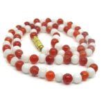 Natural Round Shape Orange and White Hakik Agate Necklace