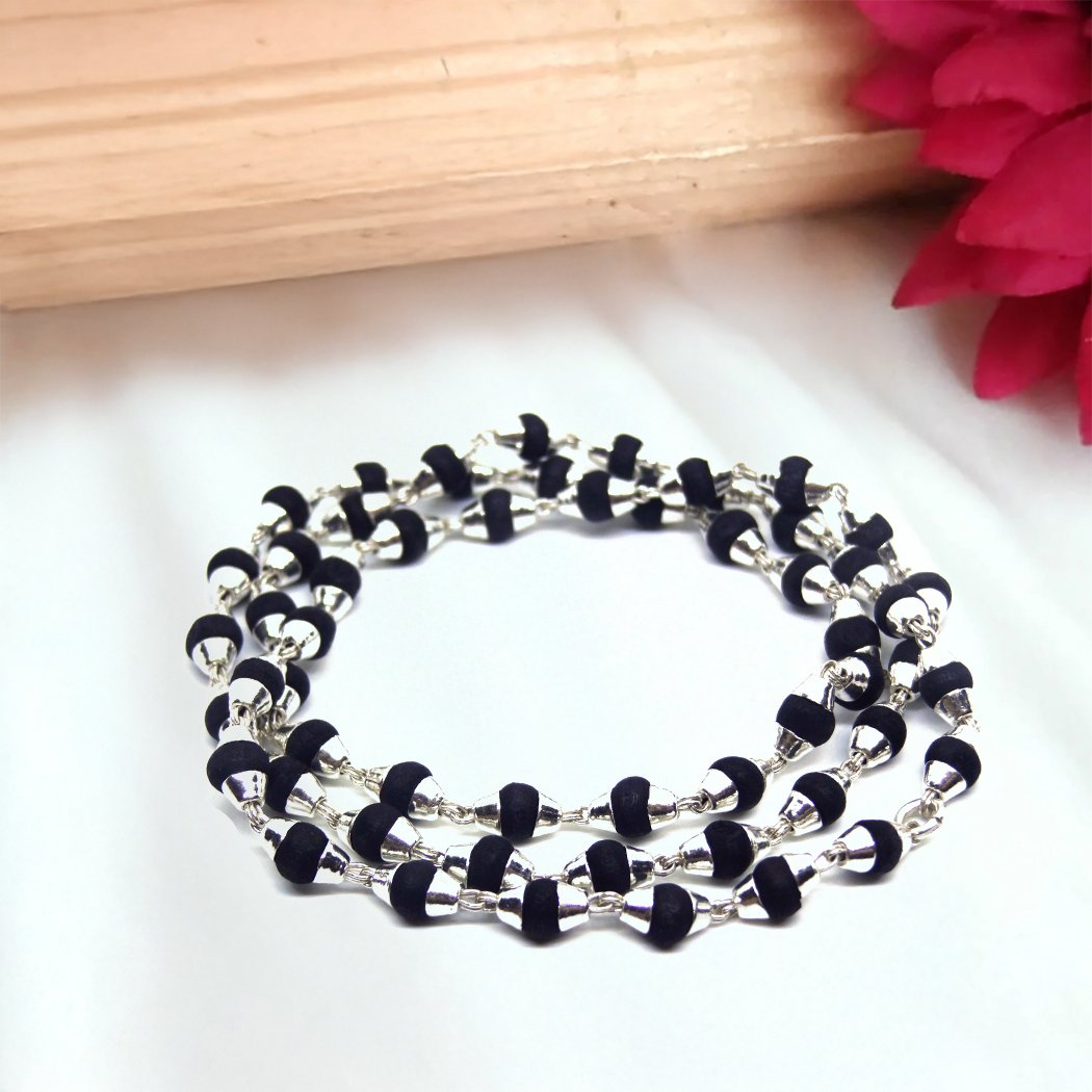 Black-Tulsi-in-Silver Black Tulsi Mala in Silver