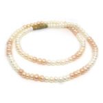 Natural Pink and White Pearl Button Shape Necklace