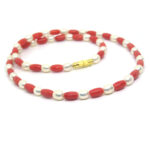 Pearl Coral Necklace Oval Beads